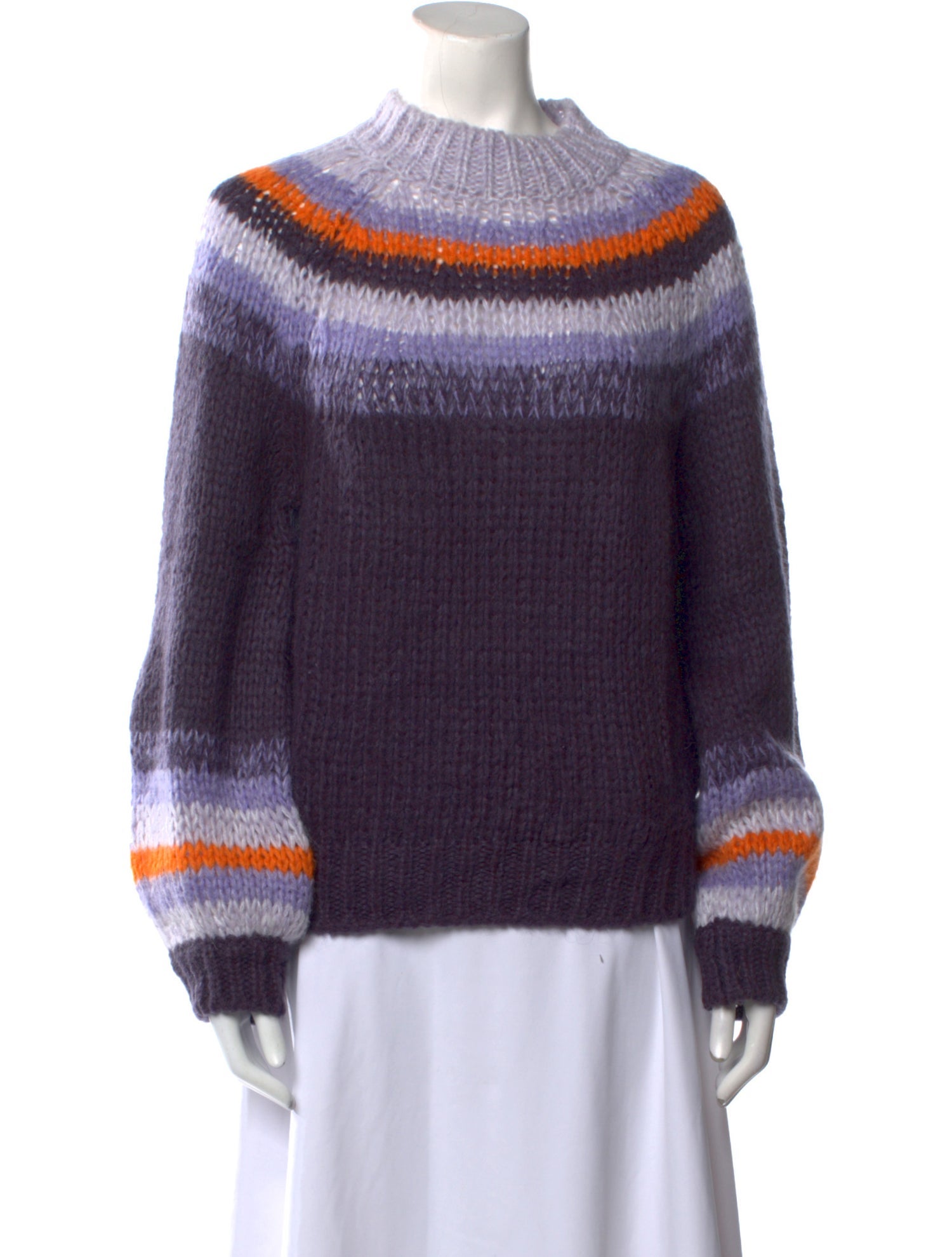 Maje Striped Mock Neck Sweater