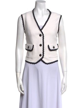 Maje V-Neck Sleeveless Crop Top