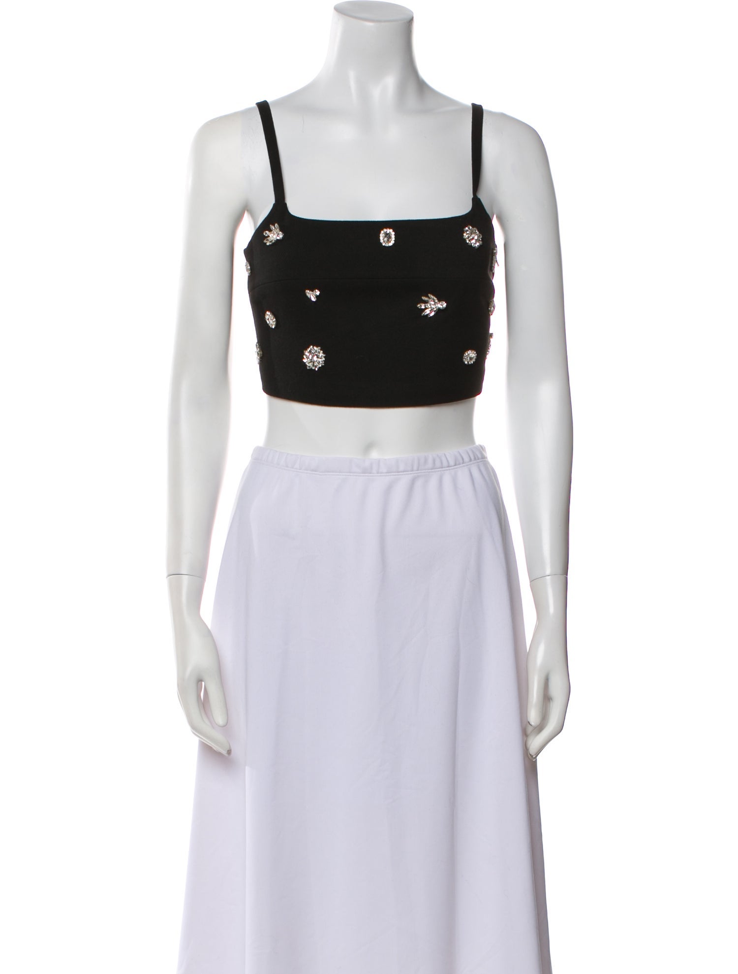 Maje Graphic Print Square Neckline Crop Top