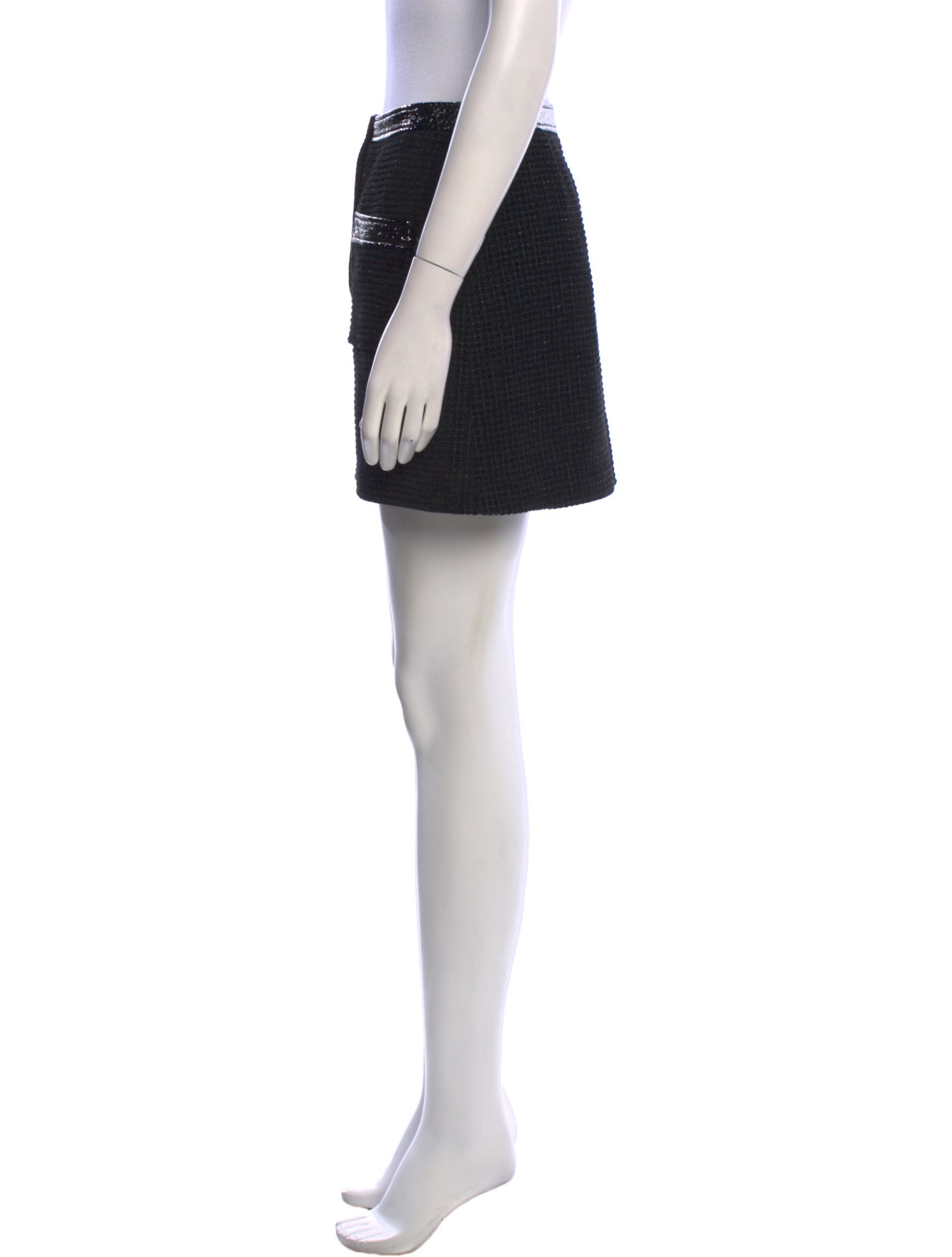 Maje Leather Trim Embellishment Mini Skirt