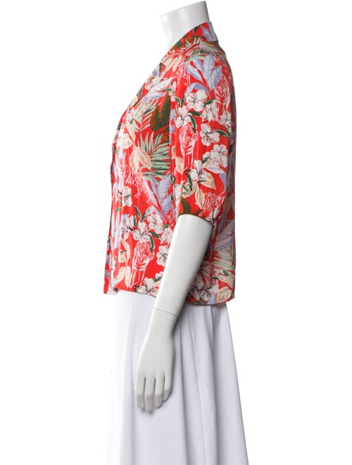 Maje Floral Print V-Neck Button-Up Top