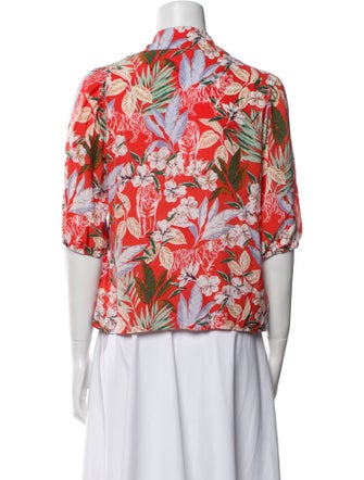 Maje Floral Print V-Neck Button-Up Top