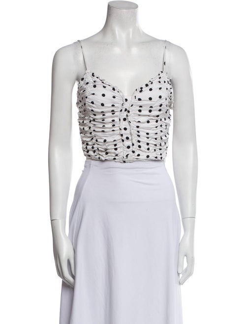 Maje Polka Dot Print Square Neckline Crop Top