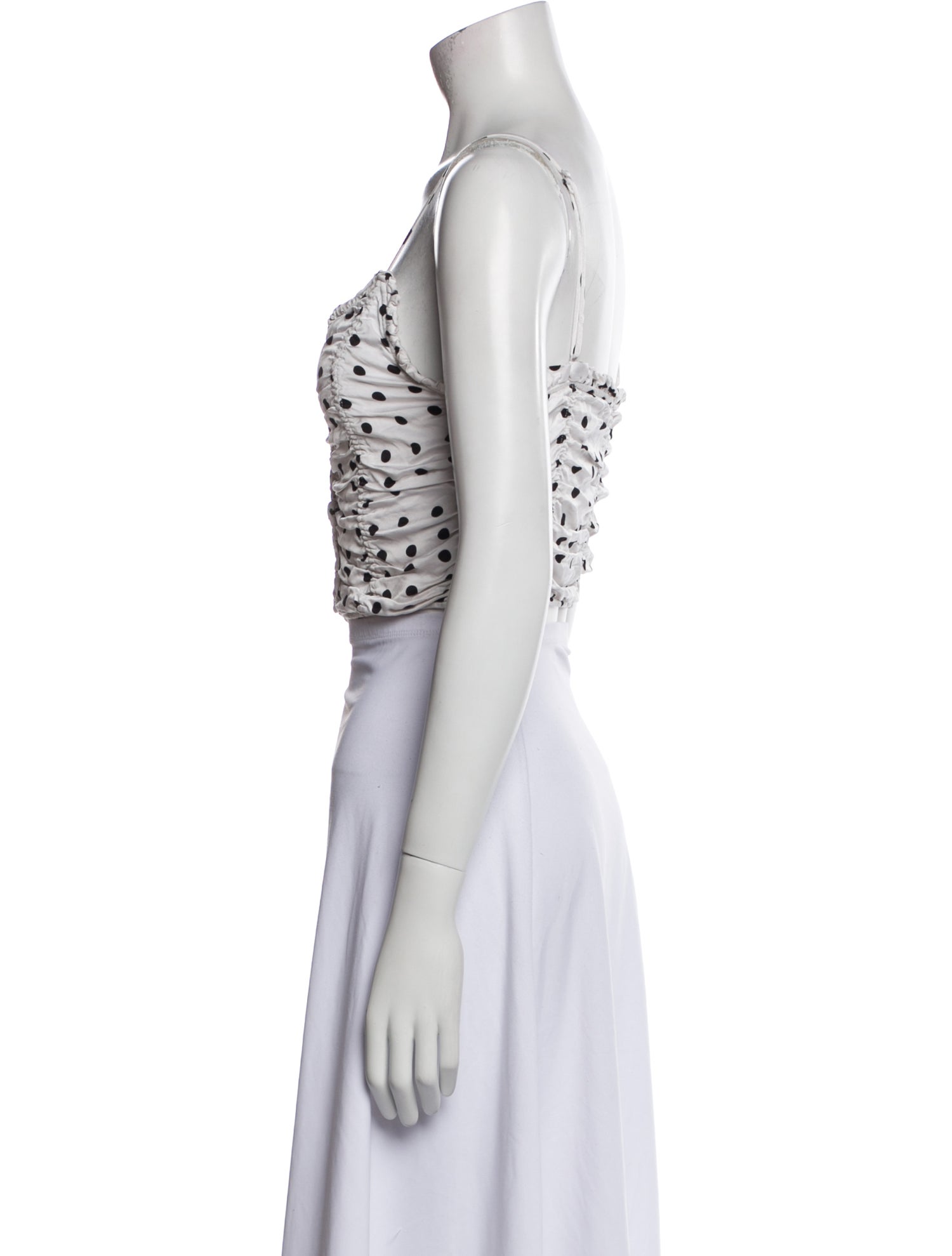 Maje Polka Dot Print Square Neckline Crop Top