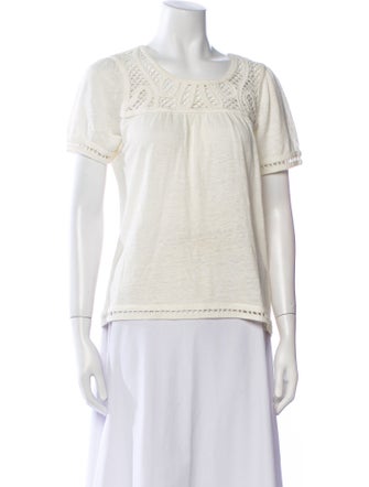 Maje Linen Scoop Neck T-Shirt