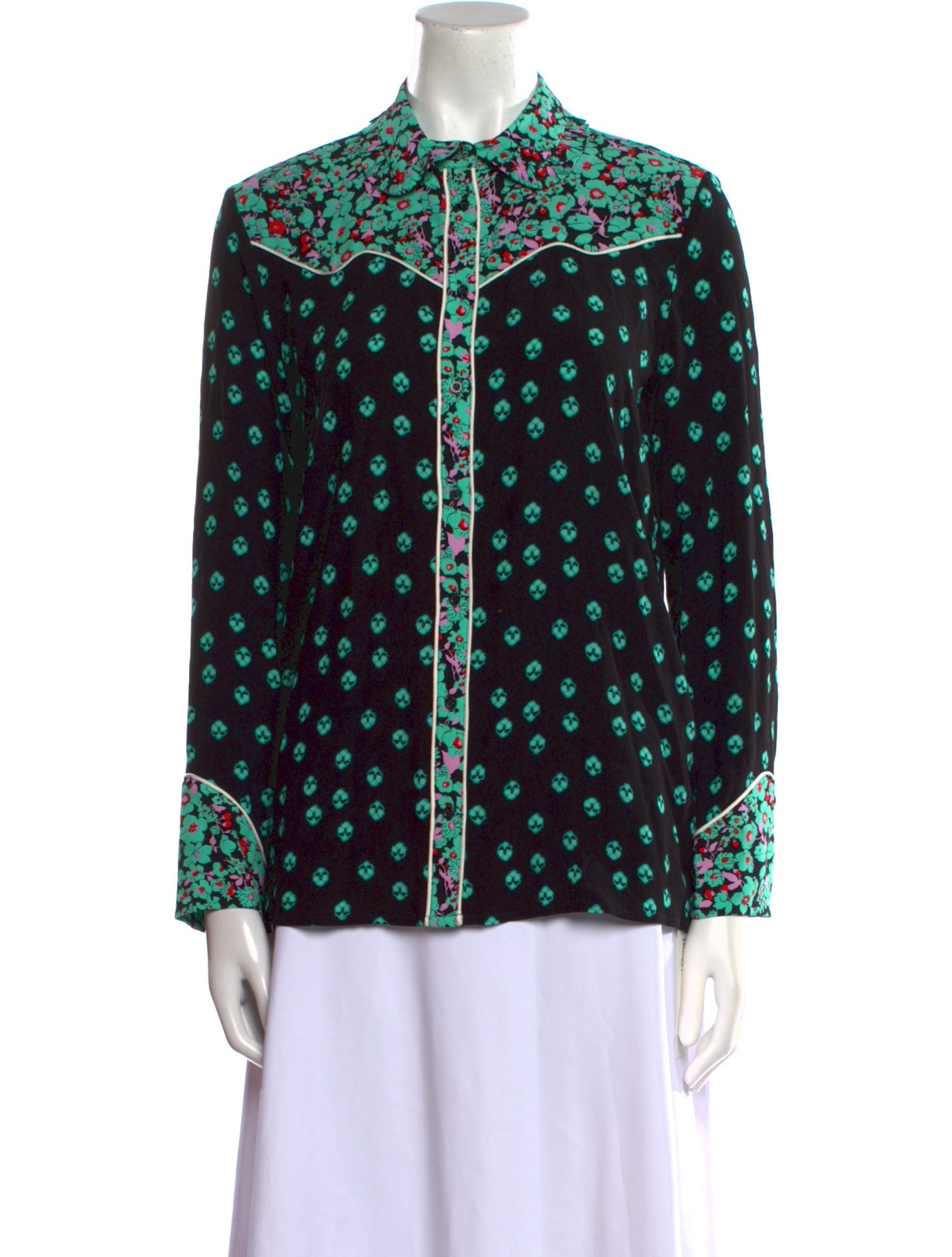 Maje Printed Mock Neck Blouse