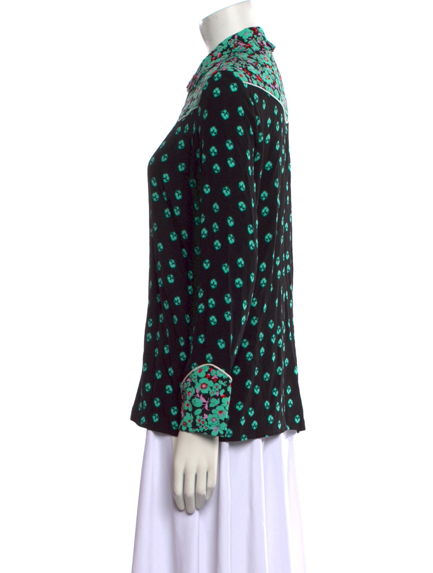 Maje Printed Mock Neck Blouse