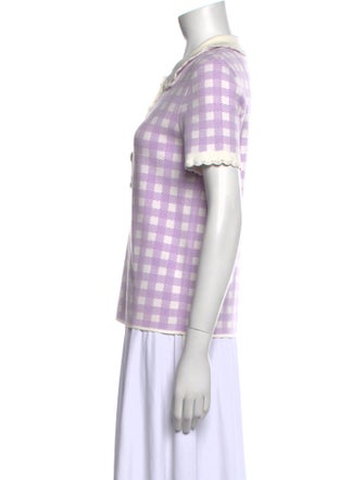 Maje Plaid Print Short Sleeve Polo