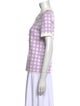 Maje Plaid Print Short Sleeve Polo