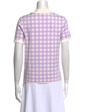 Maje Plaid Print Short Sleeve Polo