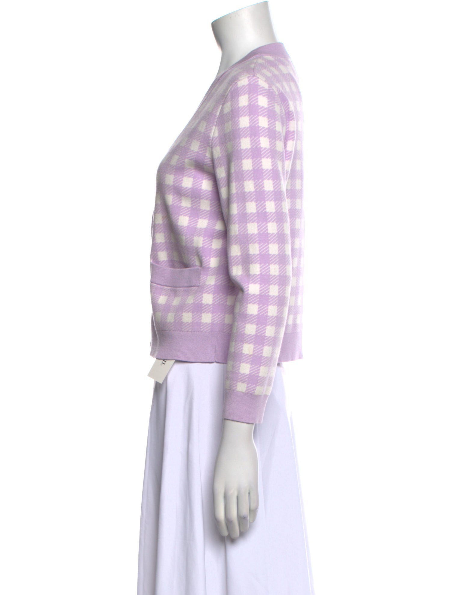 Maje Plaid Print V-Neck Sweater