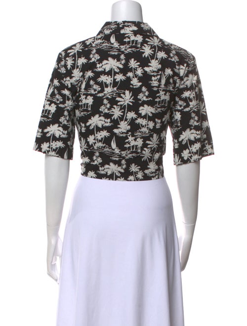 Maje Printed Short Sleeve Crop Top