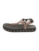 Maje Leather Printed T-Strap Sandals