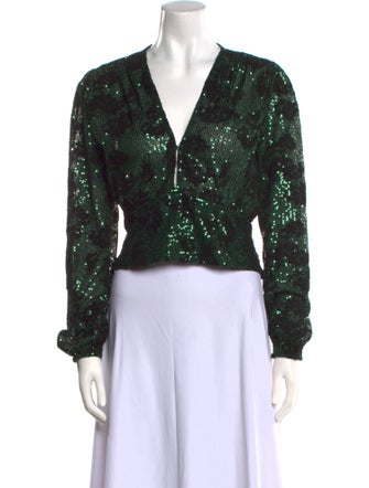 Maje Printed V-Neck Crop Top