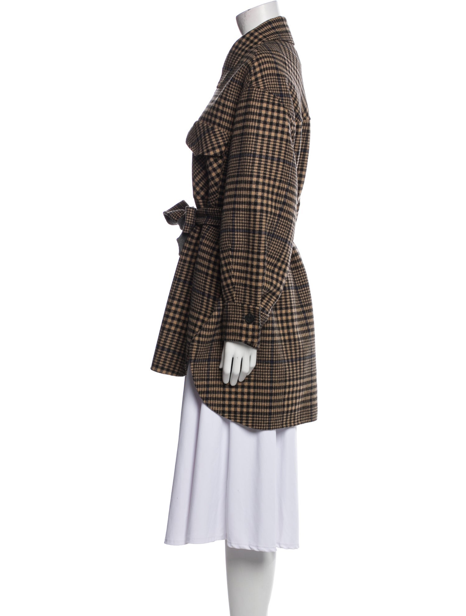 Maje Wool Plaid Print Coat