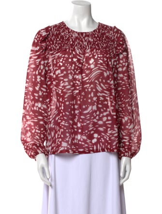 Maje Printed Crew Neck Blouse