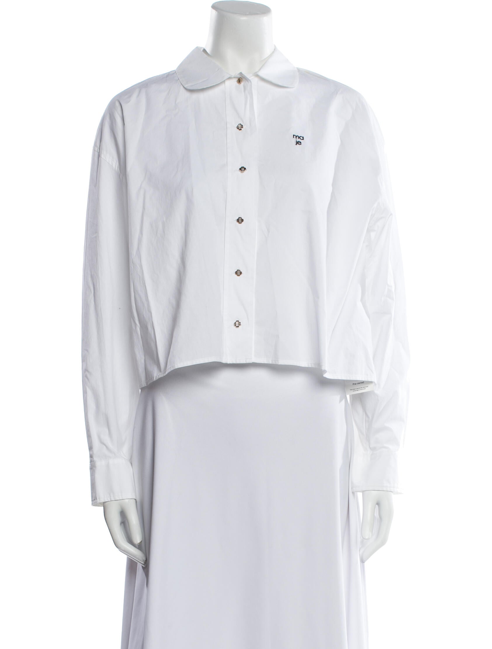 Maje Long Sleeve Button-Up Top