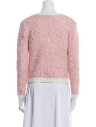 Maje Colorblock Pattern Crew Neck Sweater