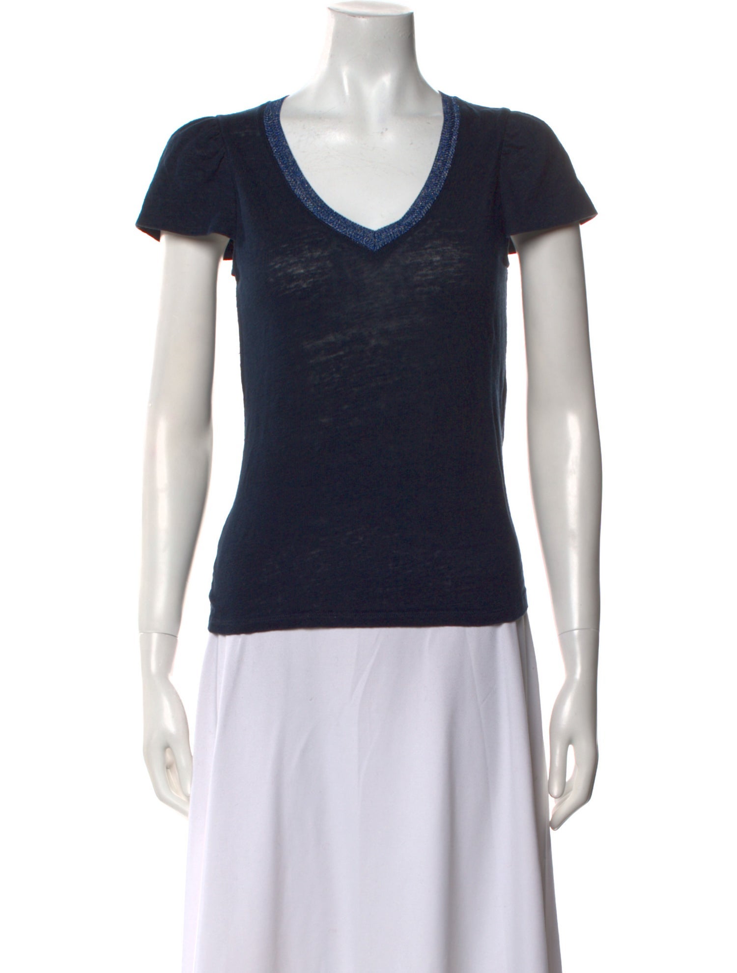 Maje Linen V-Neck T-Shirt