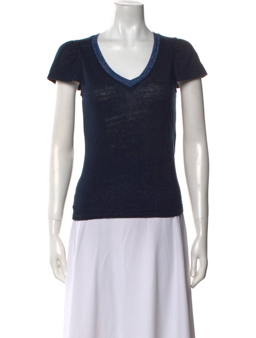 Maje Linen V-Neck T-Shirt