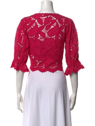 Maje Lace Pattern V-Neck Crop Top