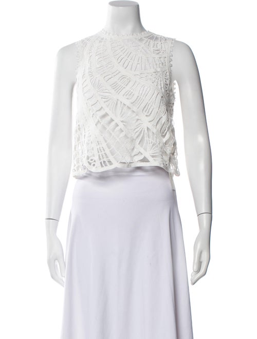 Maje Lace Pattern Crew Neck Crop Top