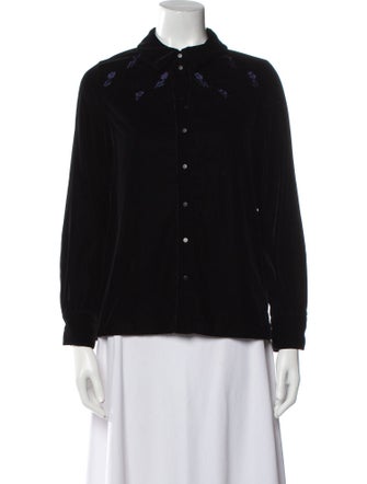 Maje Long Sleeve Button-Up Top