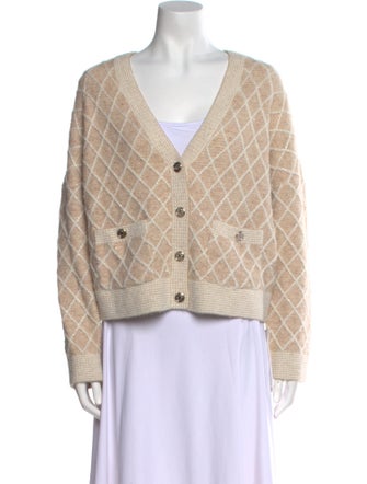 Maje Plaid Print Plunge Neckline Sweater