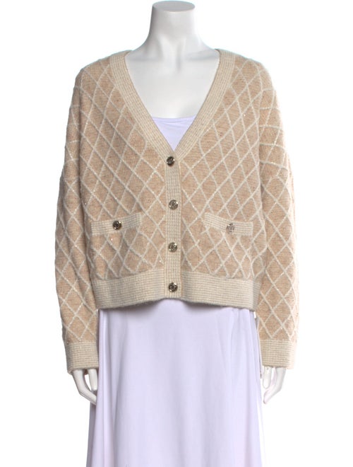 Maje Plaid Print Plunge Neckline Sweater