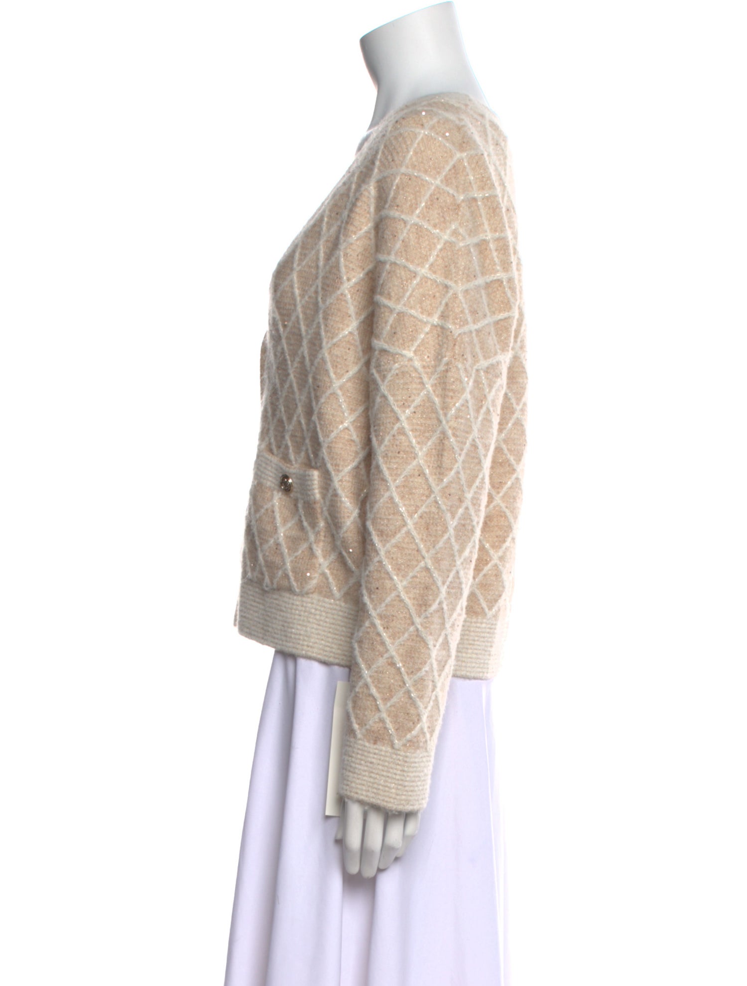 Maje Plaid Print Plunge Neckline Sweater