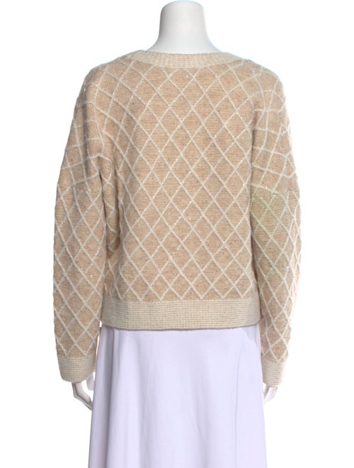 Maje Plaid Print Plunge Neckline Sweater