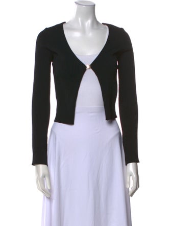 Maje V-Neck Long Sleeve Crop Top