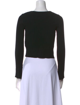 Maje V-Neck Long Sleeve Crop Top