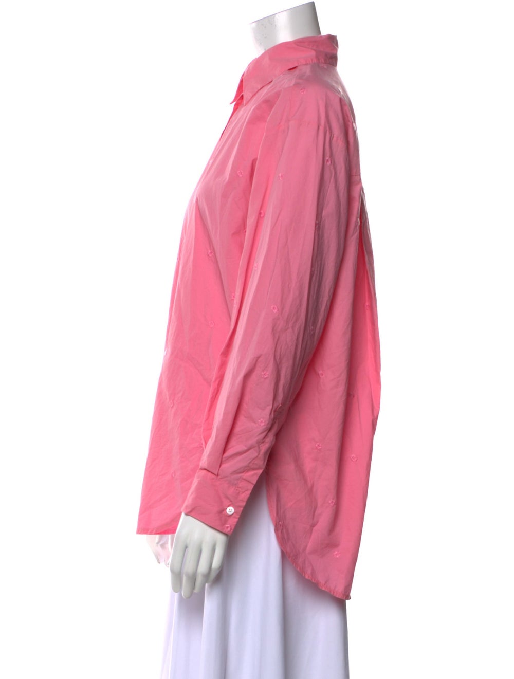 Maje Button-Up Top Pink Patterned Embroidered Acc… - image 2