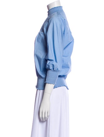 Maje Mock Neck Three-Quarter Sleeve Blouse