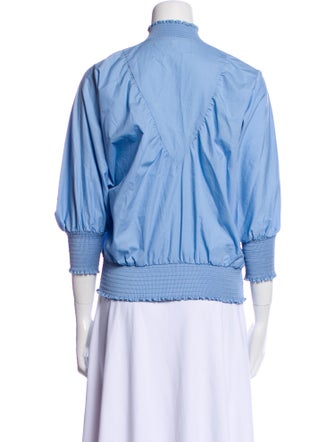 Maje Mock Neck Three-Quarter Sleeve Blouse