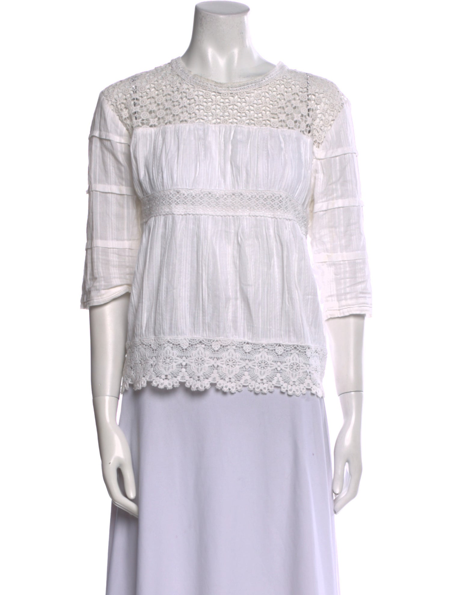 Maje Scoop Neck Three-Quarter Sleeve Blouse