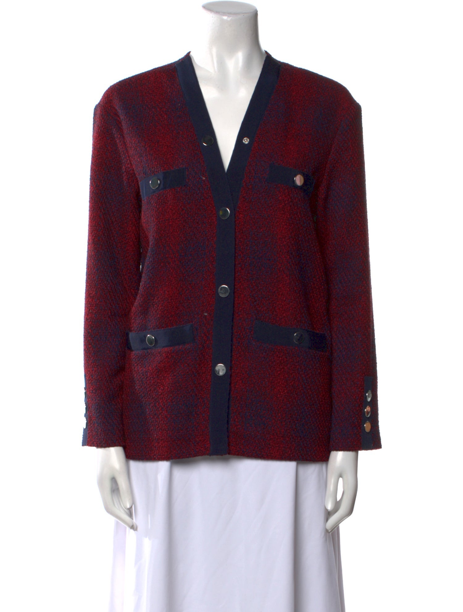 Maje Plaid Print V-Neck Sweater