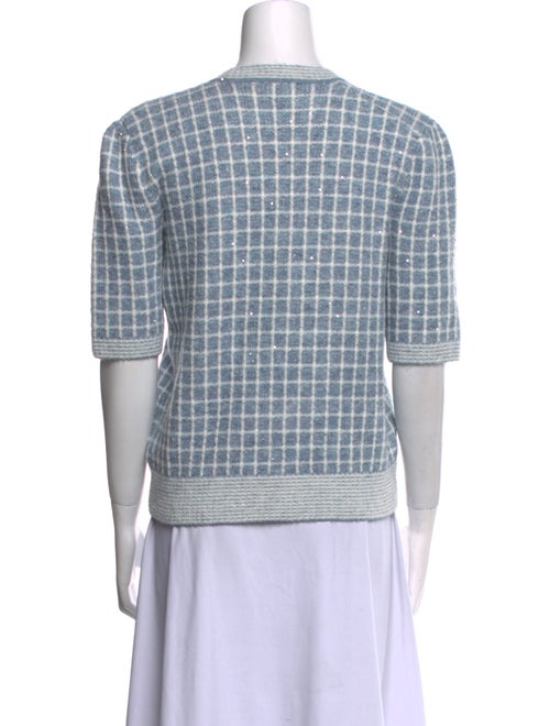 Maje Plaid Print Crew Neck Sweater