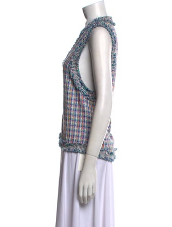 Maje Plaid Print V-Neck Sweater