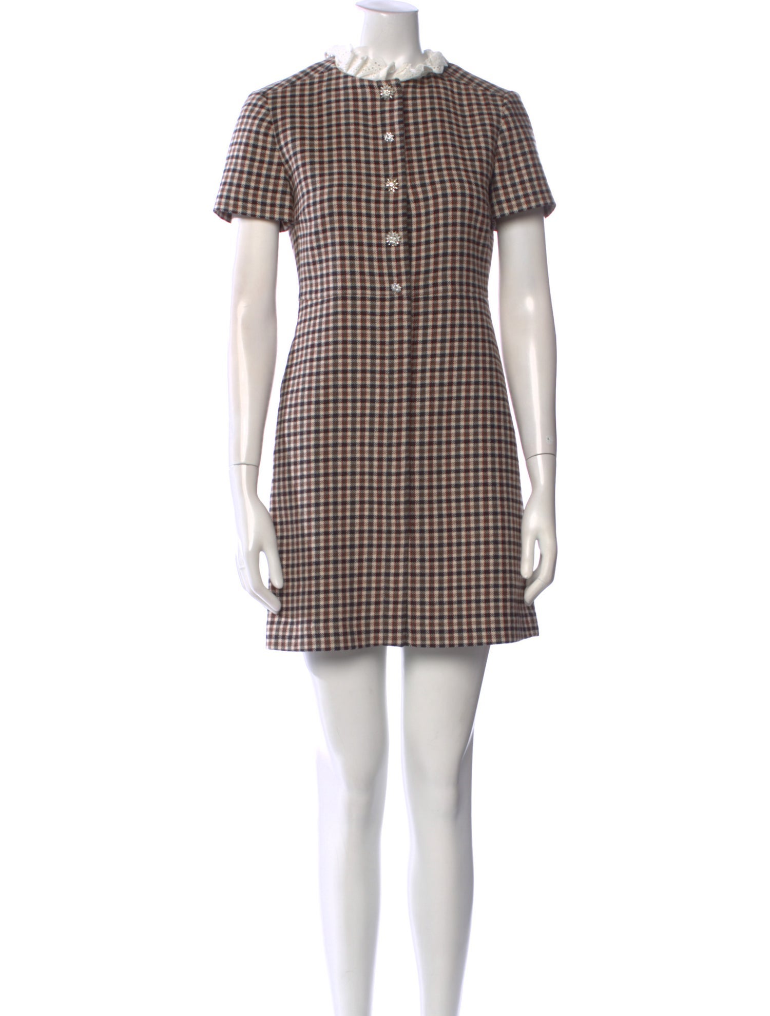 Maje Plaid Print Mini Dress