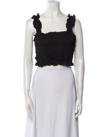 Maje Square Neckline Sleeveless Crop Top