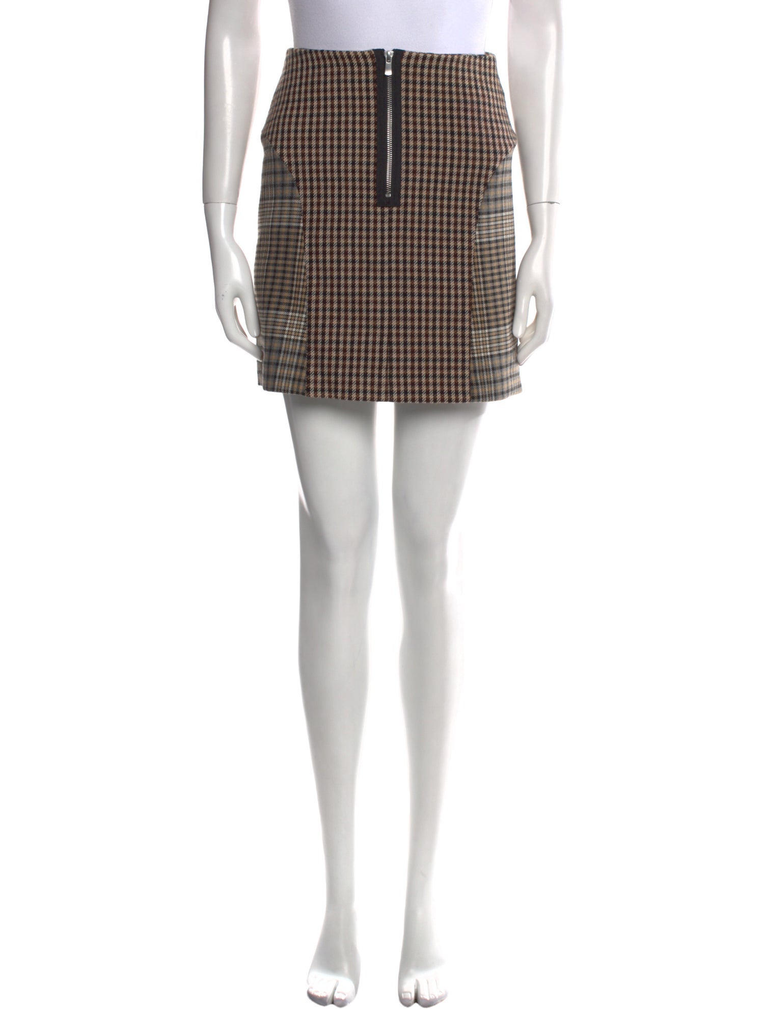Maje Plaid Print Mini Skirt