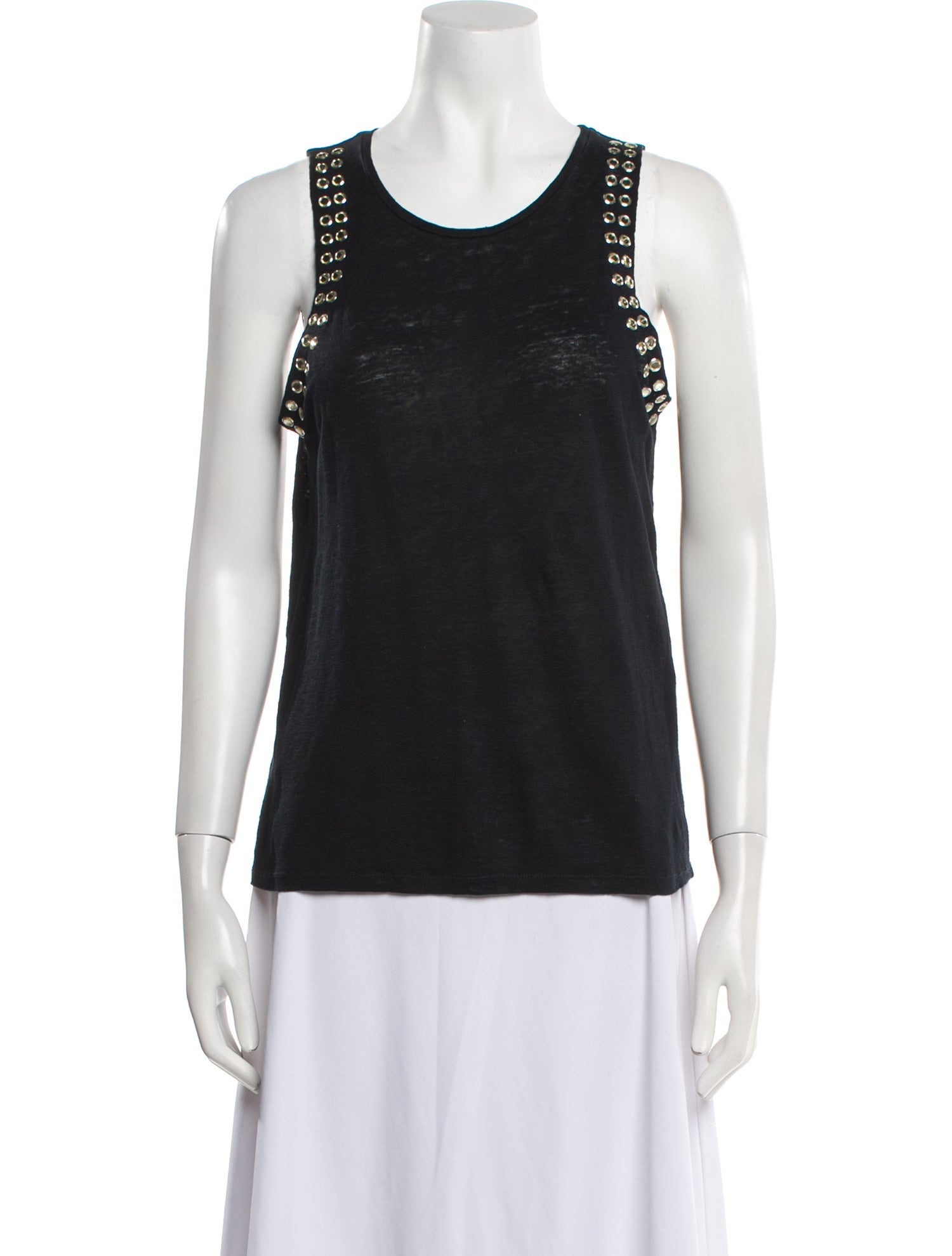 Maje Linen Scoop Neck Top