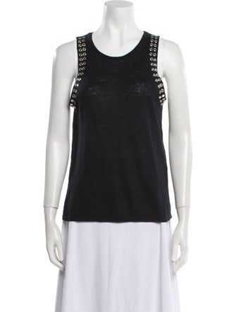 Maje Linen Scoop Neck Top