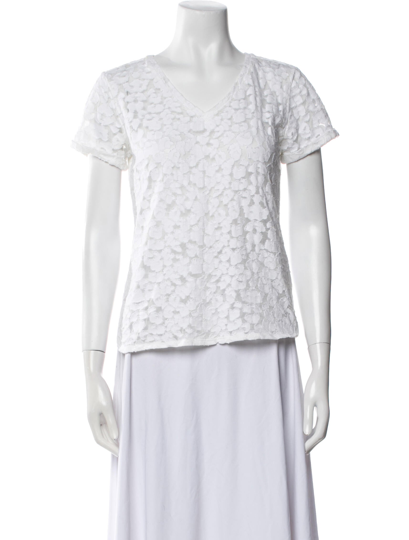 Maje Lace Pattern V-Neck Top
