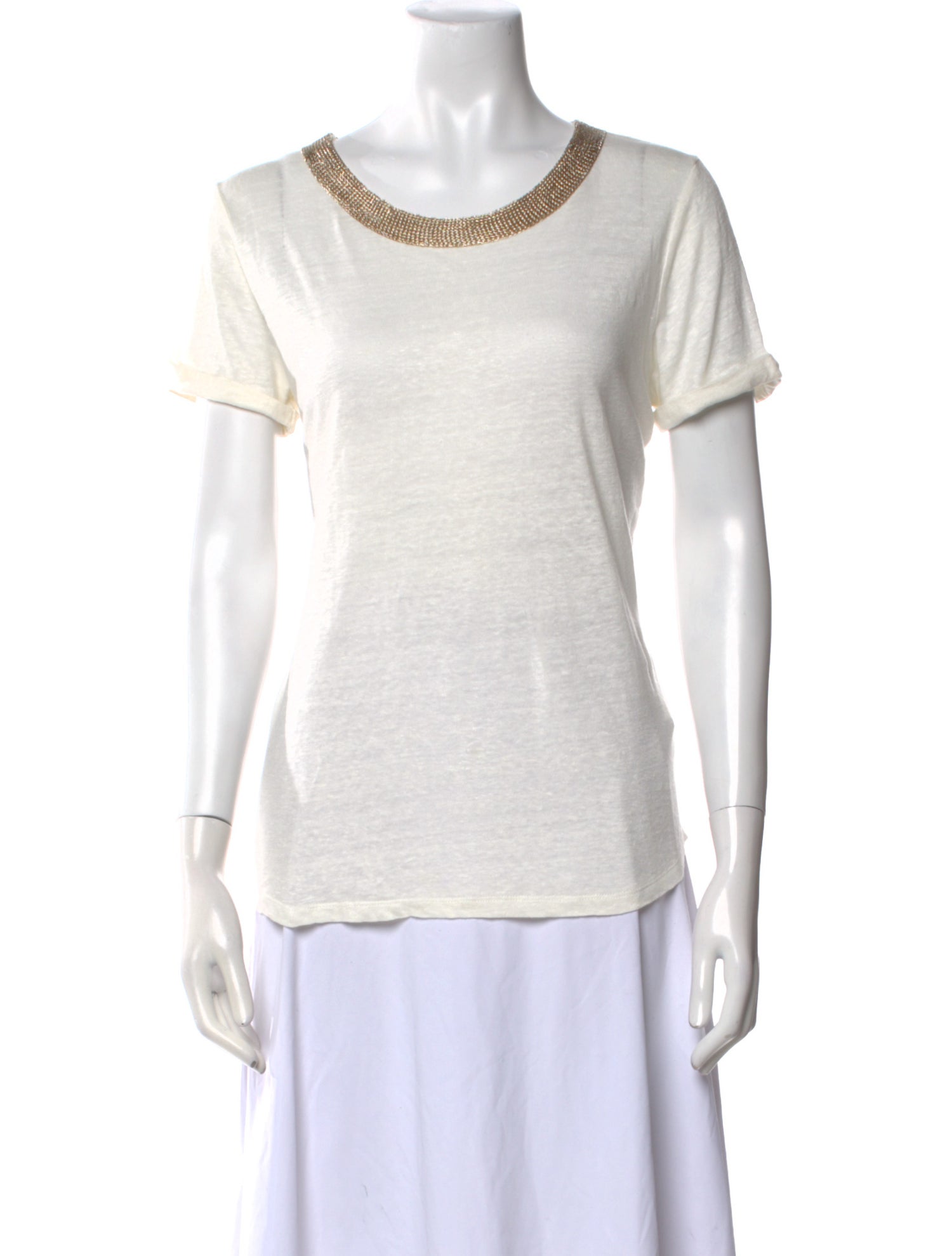 Maje Linen Scoop Neck T-Shirt