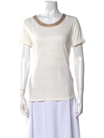 Maje Linen Scoop Neck T-Shirt