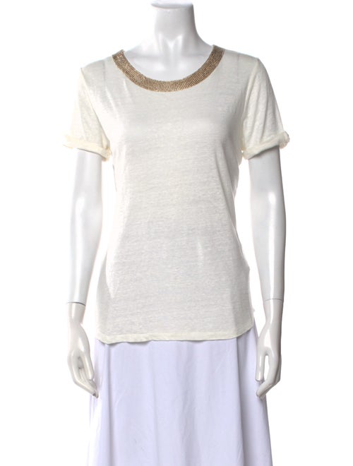 Maje Linen Scoop Neck T-Shirt