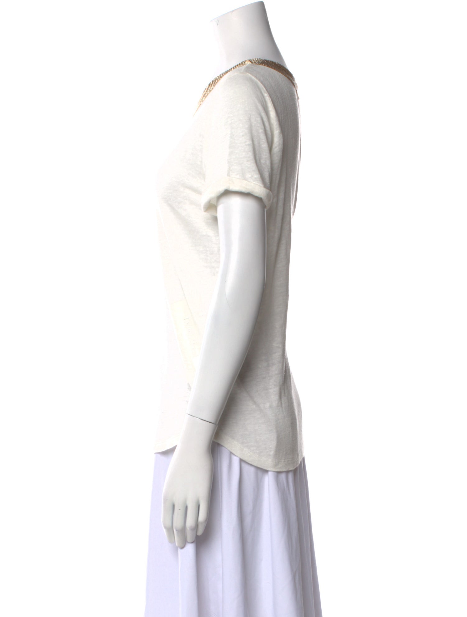 Maje Linen Scoop Neck T-Shirt